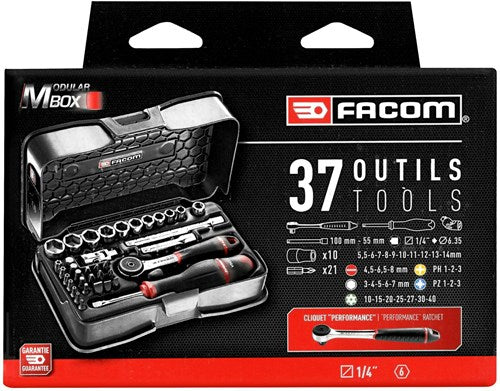 Scatola prese Facom 1 4 Stringere e svitare su 6 lati.