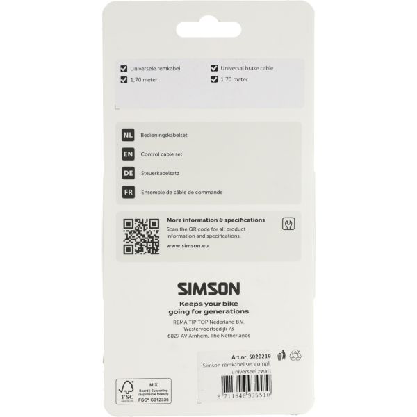Juego de cables de freno Simson completo universal negro