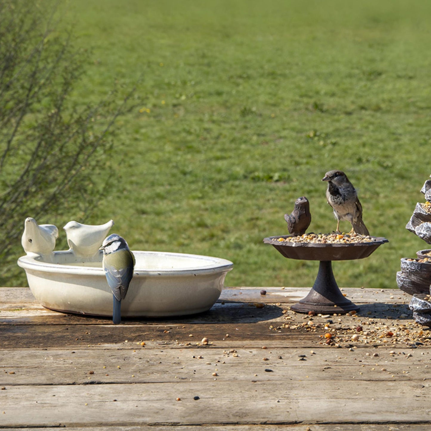 Abbeveratoio per uccelli ovale in ceramica di design Esschert