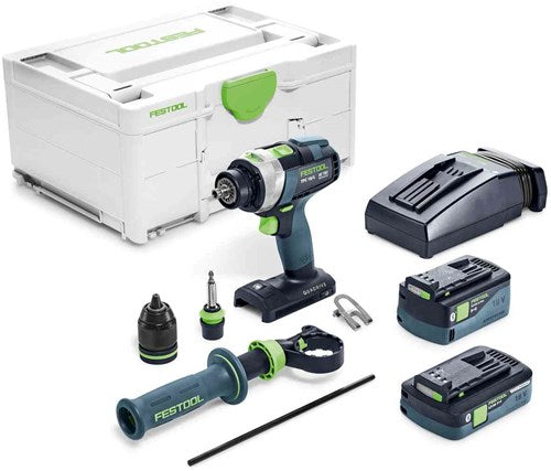 Festool tpc 18 4 5.0 4.0 i-plus | quadrive cordless impact drill 18v in systainer (1x 5.0ah battery + 1x 4.0ah battery + TCL 6 fast charger) - 577651