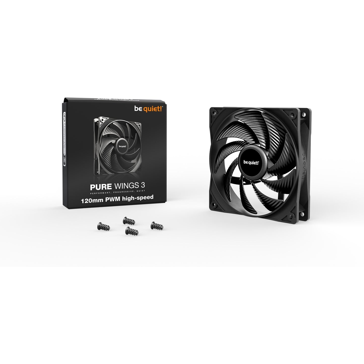 Be quiet! pure wings 3 pwm high-speed case fan (zwart, 120 x 120 x 25 mm)