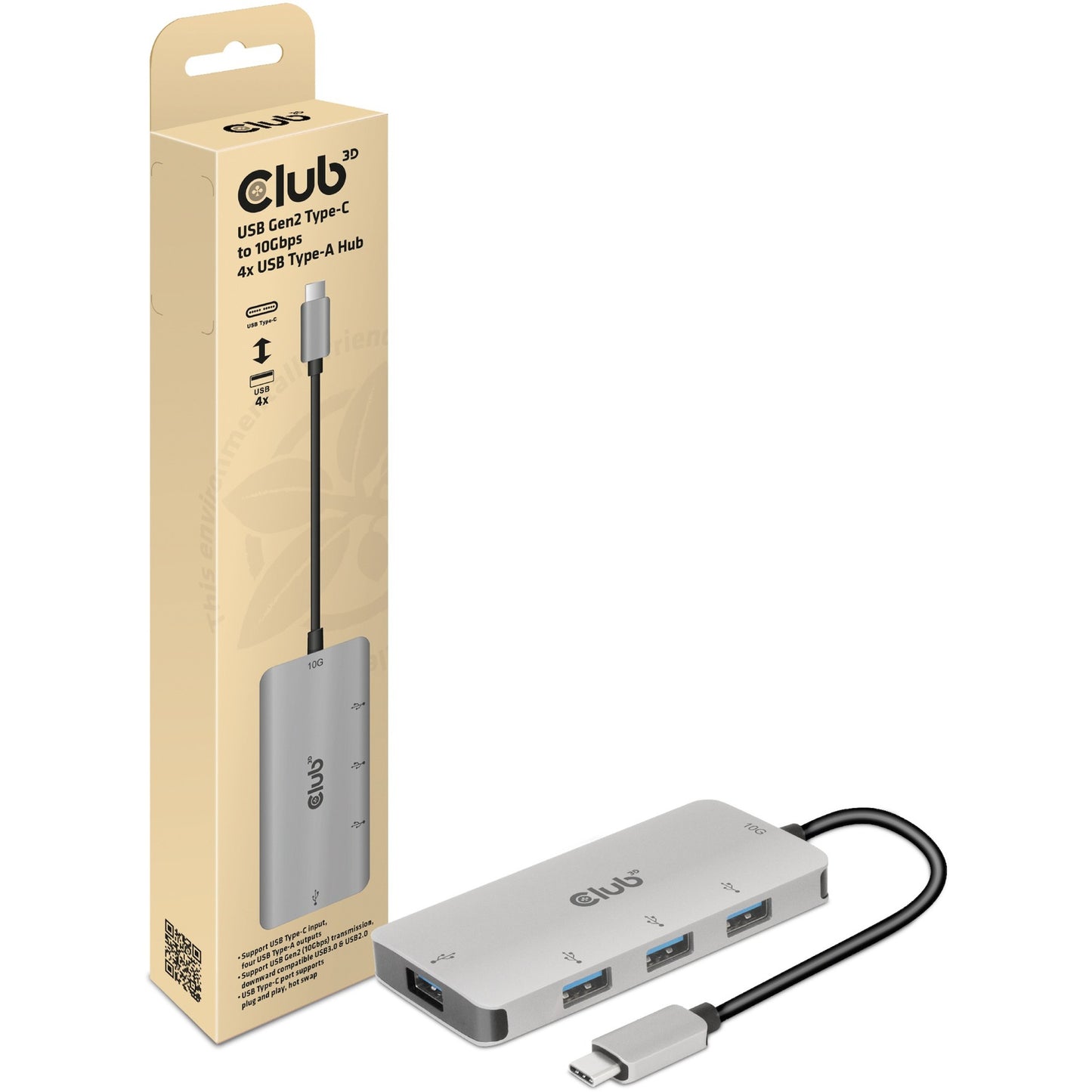 Club 3D USB Gen2 Type-C a 10 Gbps 4x USB Type-A Hub