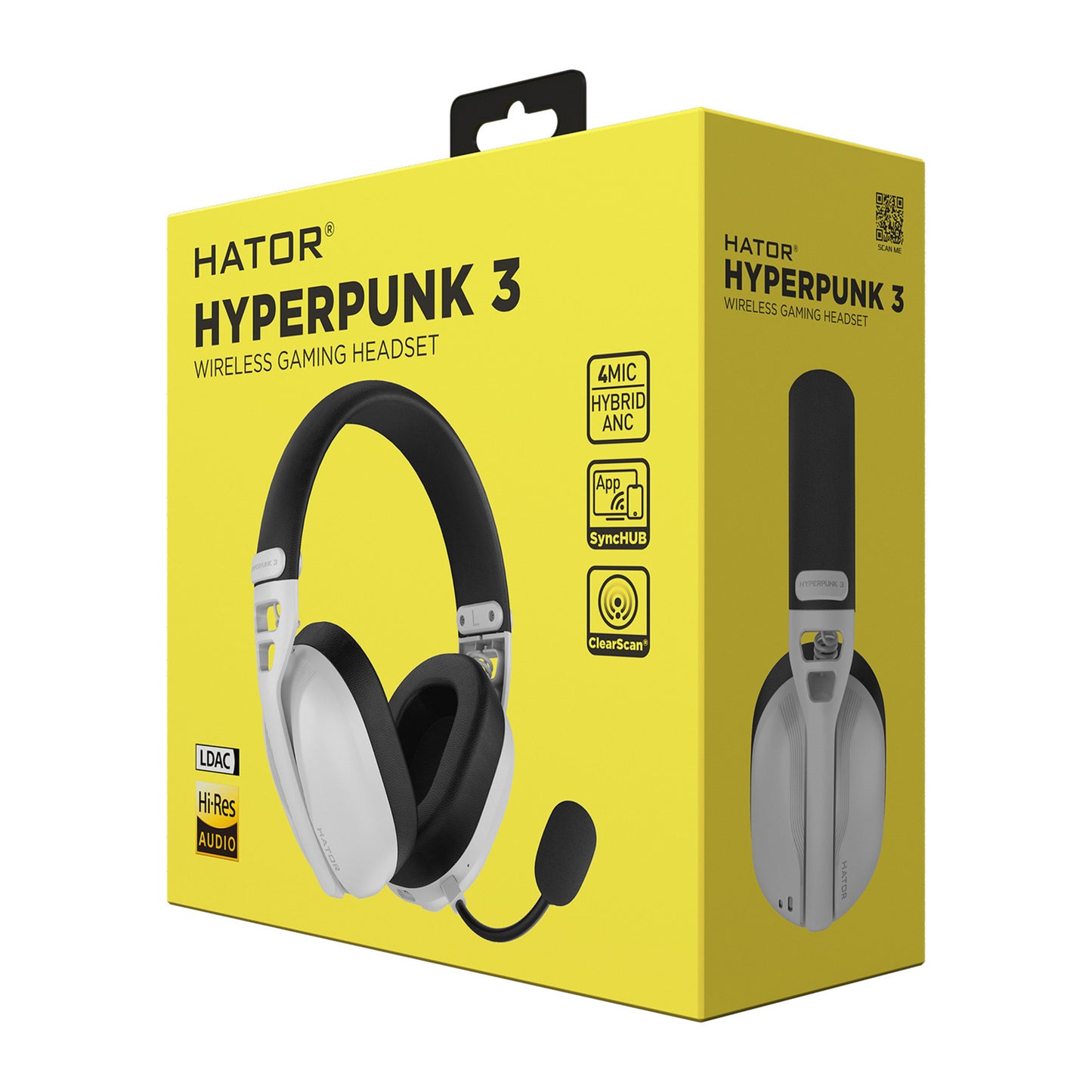 Hator hyperpunk 3 wireless over-ear gaming headset (wit, 2.4ghz bluetooth 5.4 usb-c)