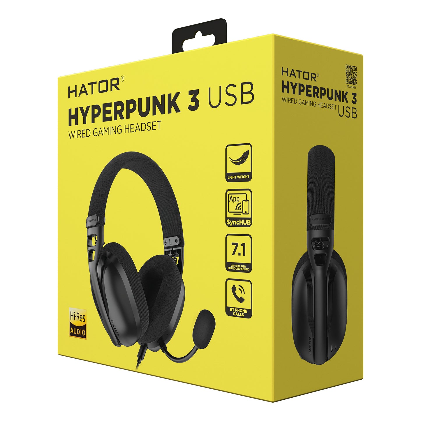 Cuffie da gioco over-ear USB Hator Hyperpunk 3 (nero, audio surround virtuale 7.1, USB-A USB-C Bluetooth)