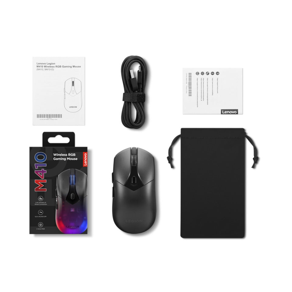 Mouse da gioco RGB wireless Lenovo Legion M410 (nero, 16.000 DPI, RGB, USB da 2,4 GHz)