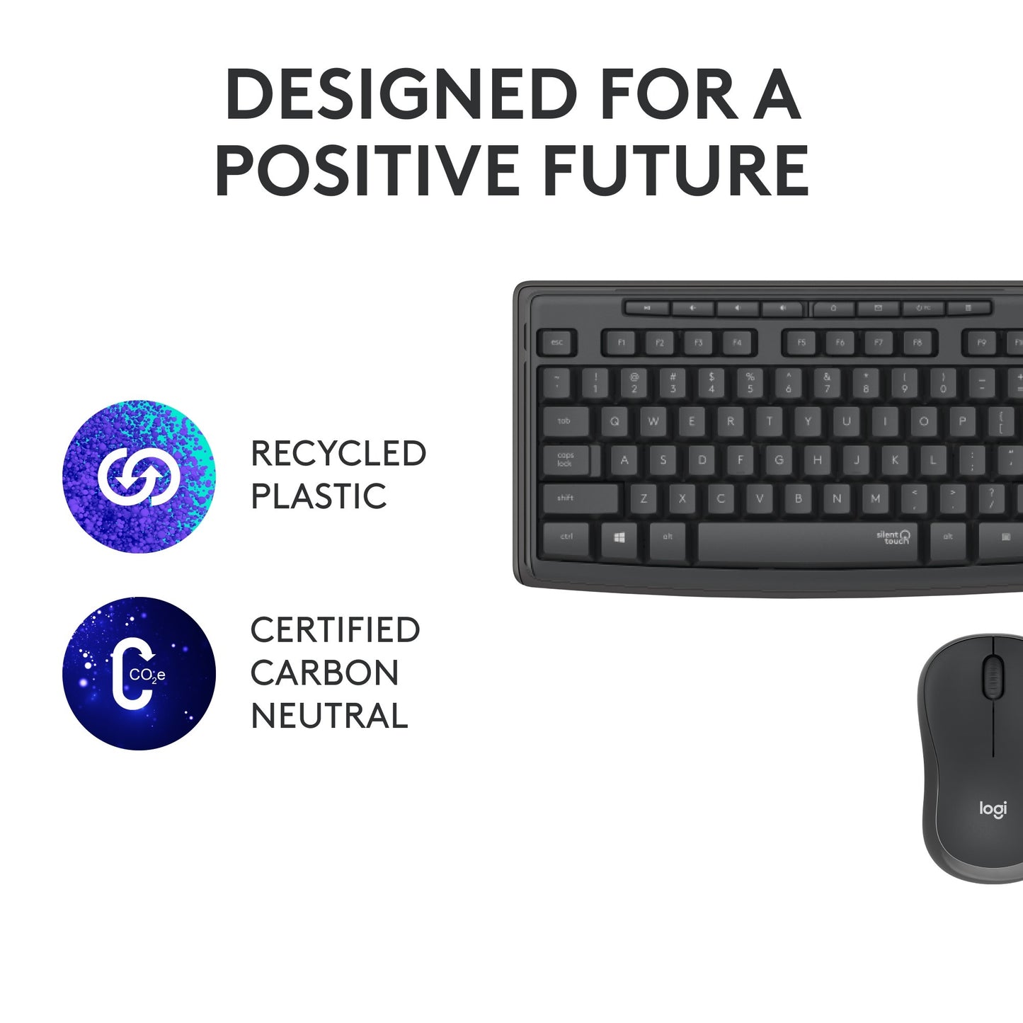 Combinazione di mouse e tastiera wireless silenziosa Logitech MK295