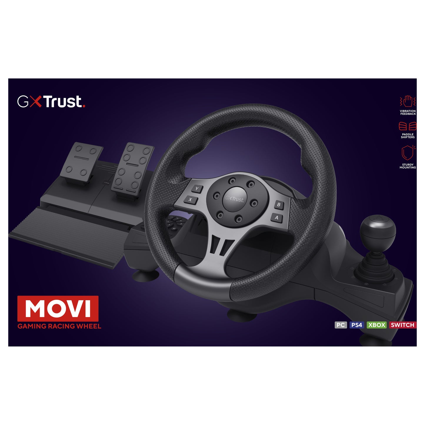 Volante da corsa Trust GXT 289 MOVI (nero, PC, Xbox Series X S, Switch, Playstation 4)