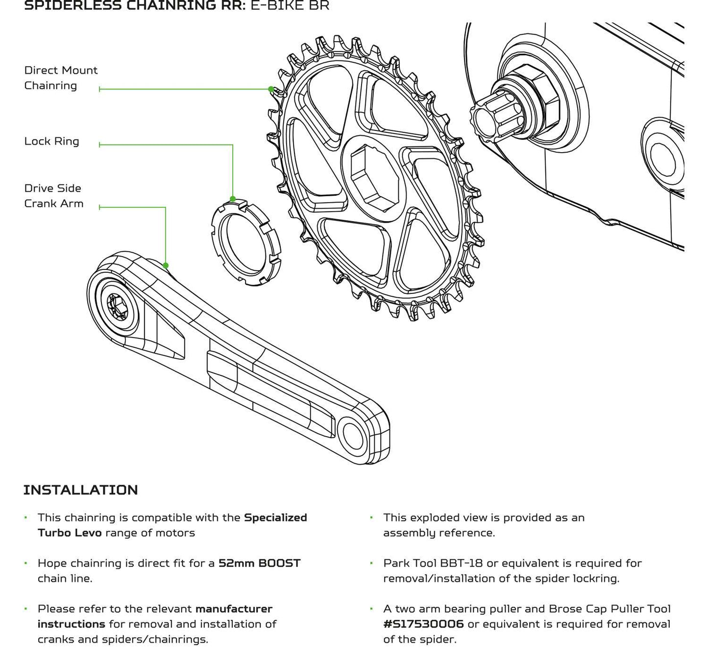 Plato bicicleta eléctrica Hope r22 montaje directo brose especializado