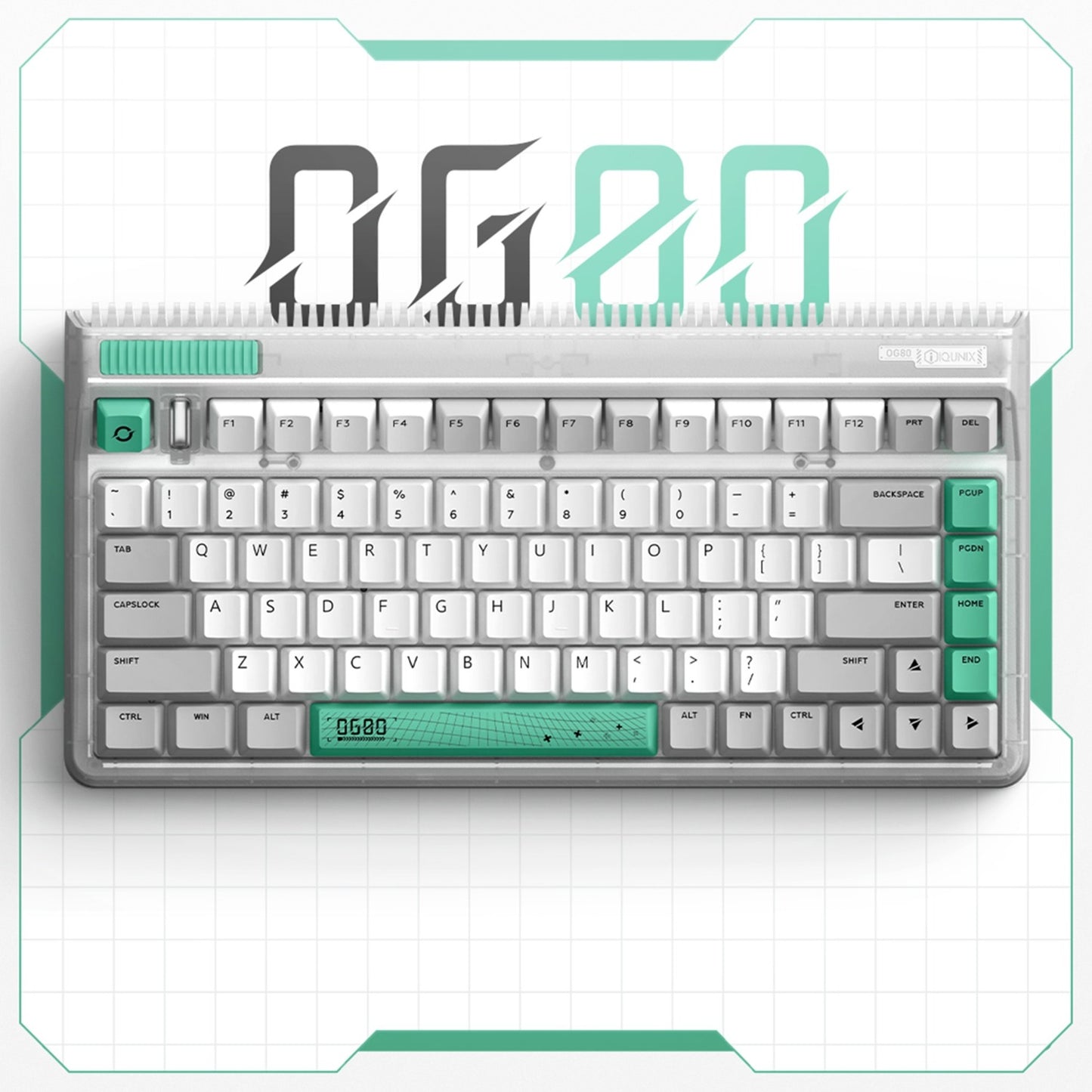 Iqunix og80 wormhole wireless mechanical keyboard (grijs, us lay-out (qwerty), cherry mx red, 80% (tkl), rgb leds, hot-swappable, pbt, 2.4ghz | bluetooth 5.1 | usb-c)