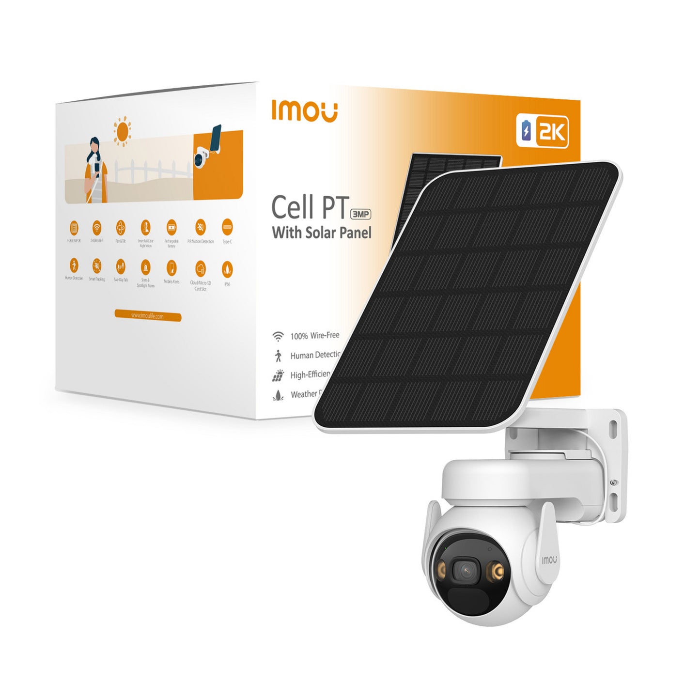 Imou cell pt con telecamera di sicurezza a pannello solare (bianco, 100% wireless)