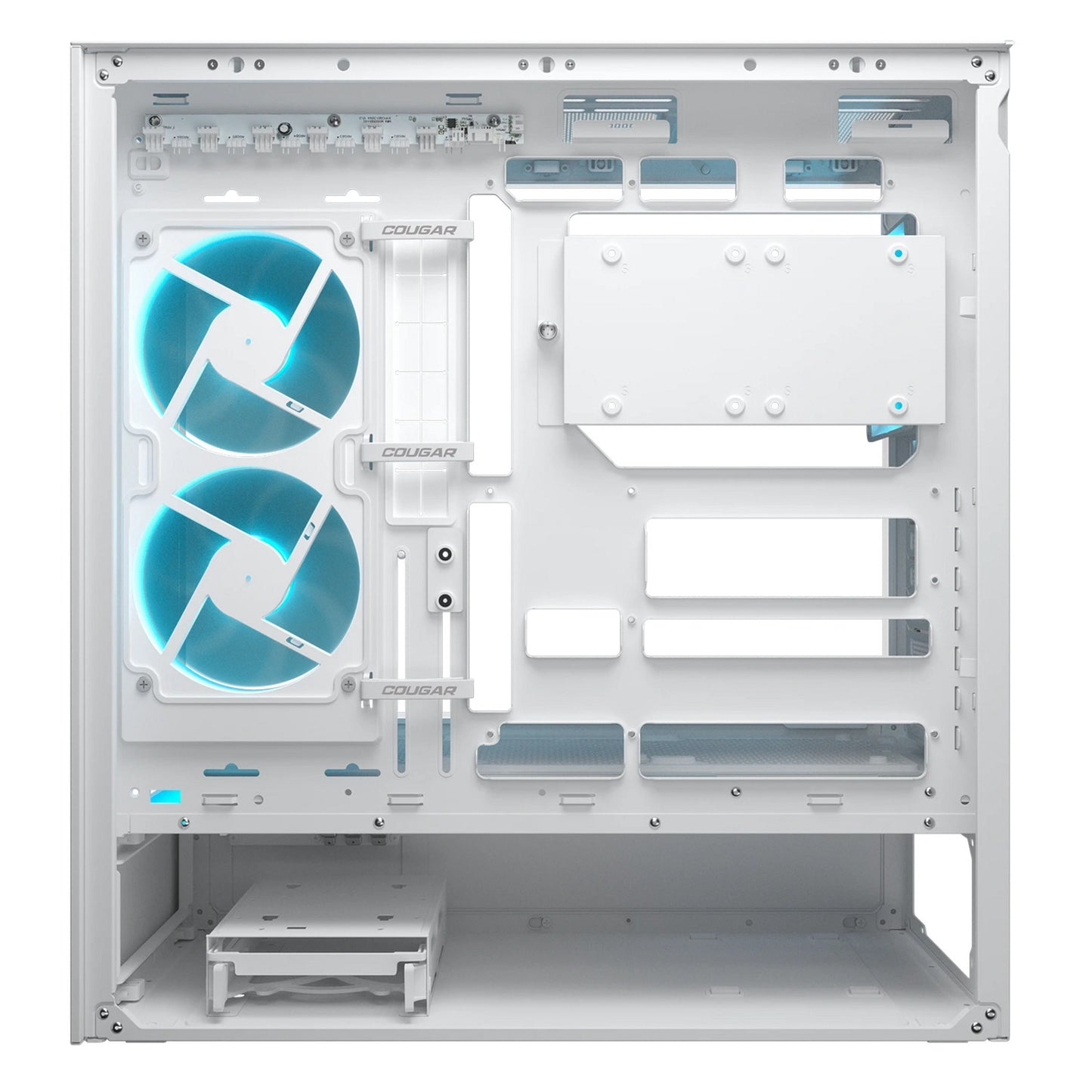 Cougar cfv235 midi tower behuizing (wit | 2x usb-a | 1x usb-c | rgb | tempered glass)