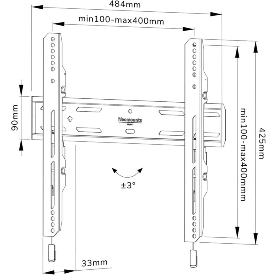 Neomounts select wl30s-850bl14 vlakke wandsteun bevestiging (zwart)