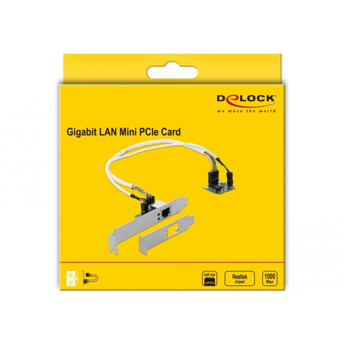 Delock mini pcle i o pcle half size 1x gigabit lan netwerkadapter (low profile)