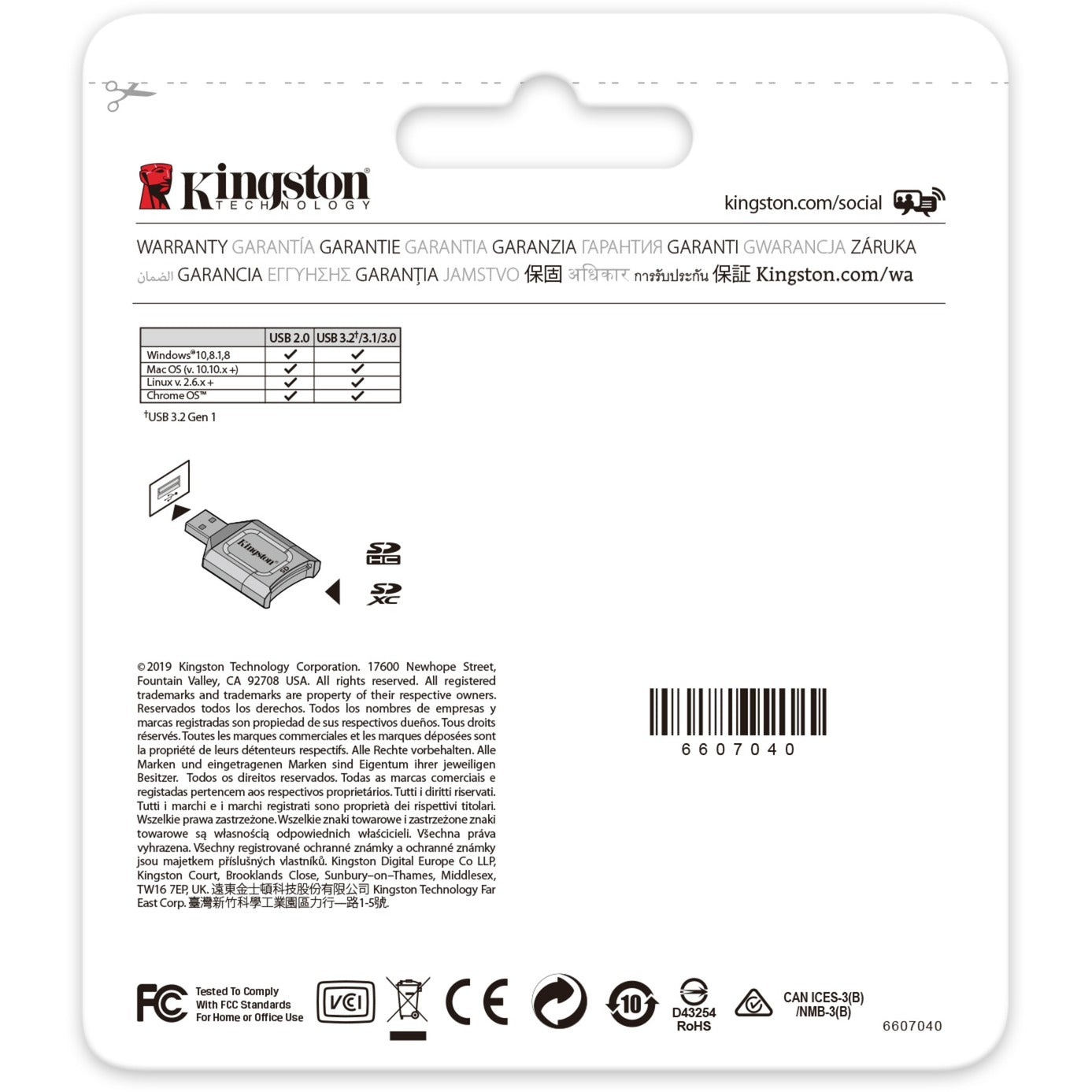 Kingston mobilelite plus sd reader kaartlezer (zwart, usb 3.2 gen 1)