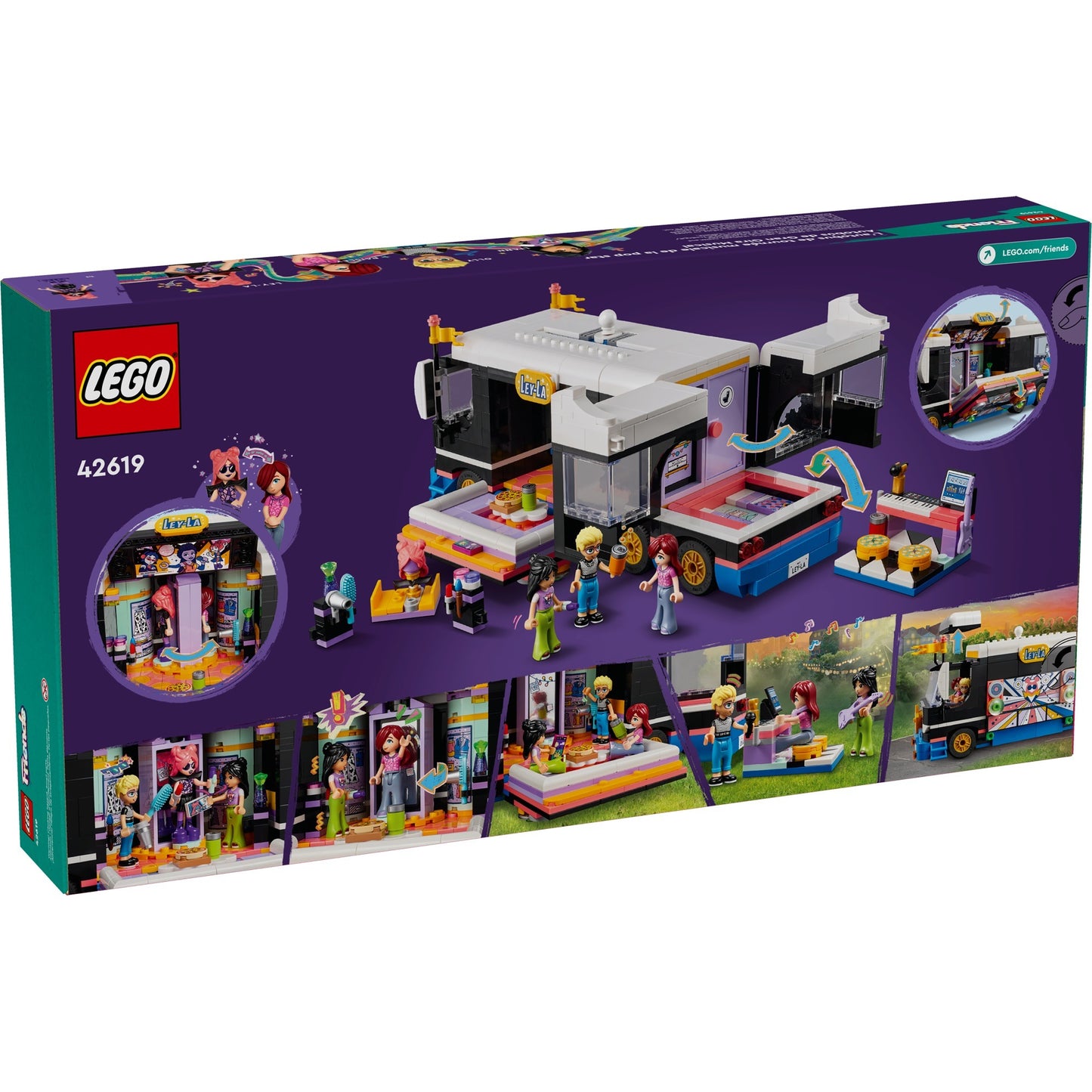 Lego friends - toerbus van popster constructiespeelgoed (42619)