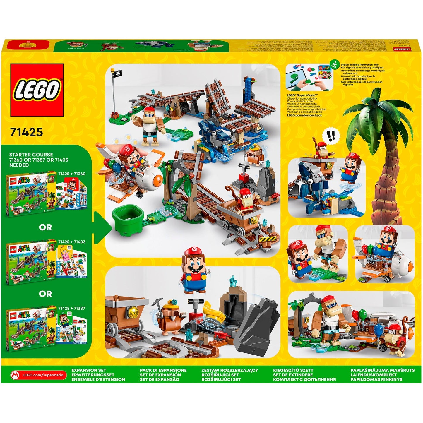 Set de expansión Lego Super Mario: Juguete de construcción con paseo en carro minero de Diddy Kong (71425)