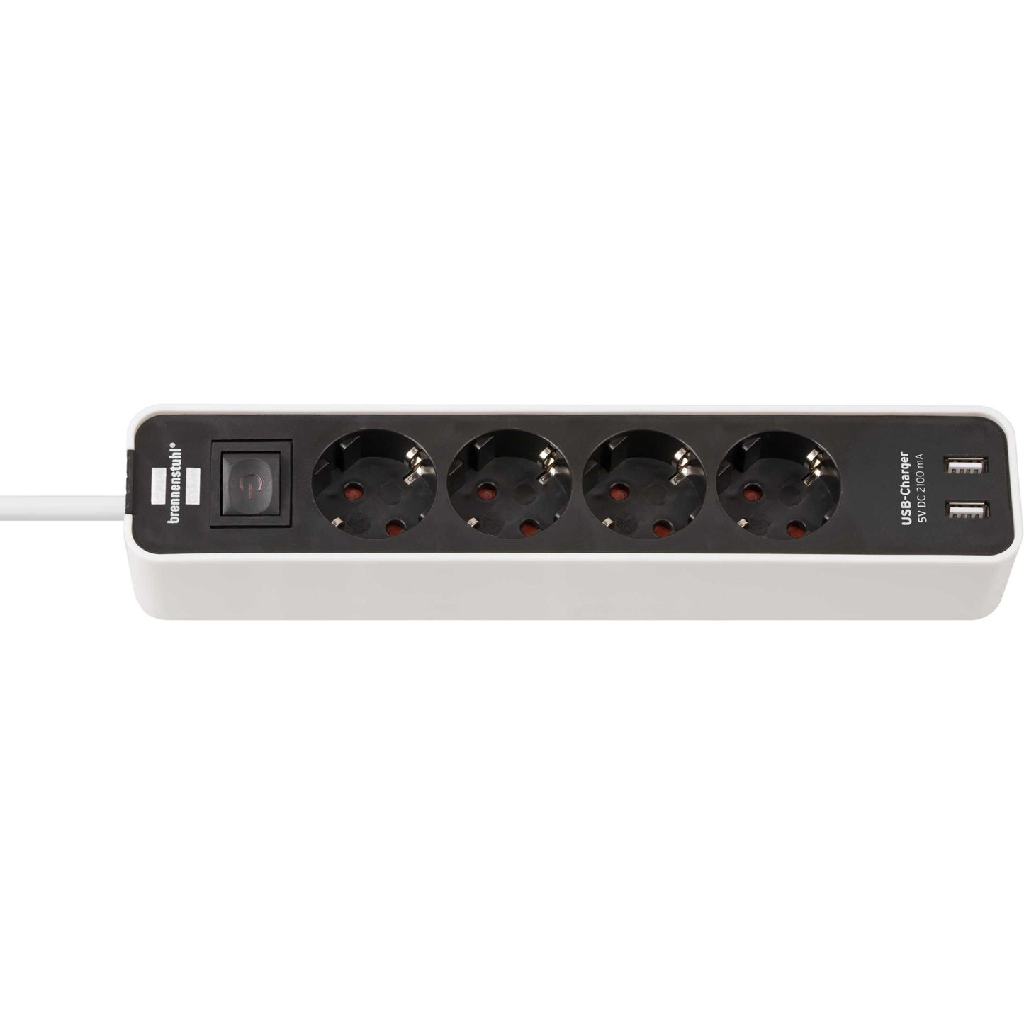 Socador Brennenstuhl con interruptor 4 conexiones + 2 puertos USB blanco