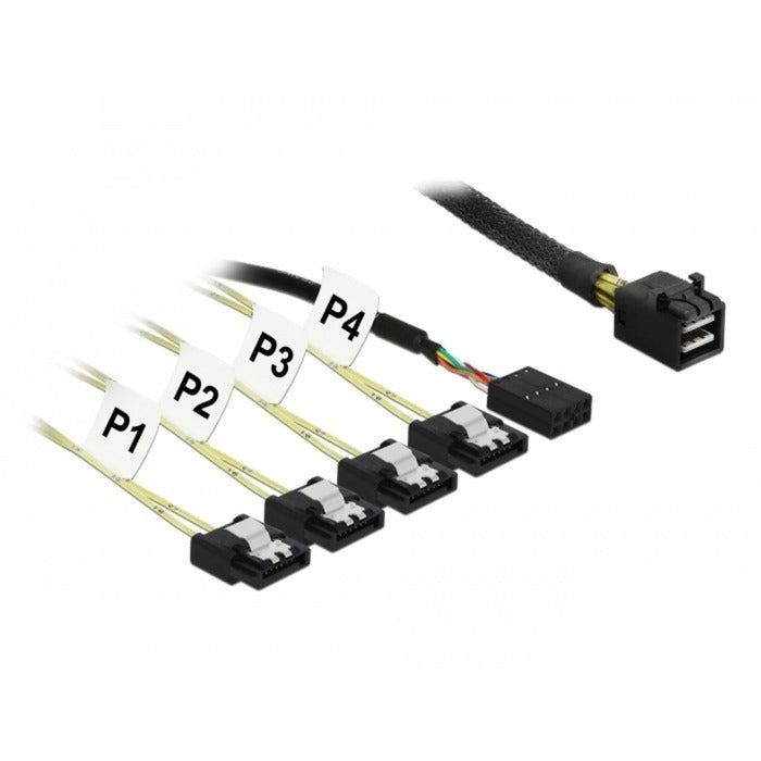 Delock Mini SAS HD SFF-8643> 4x SATA 7 PIN REVERS + SID