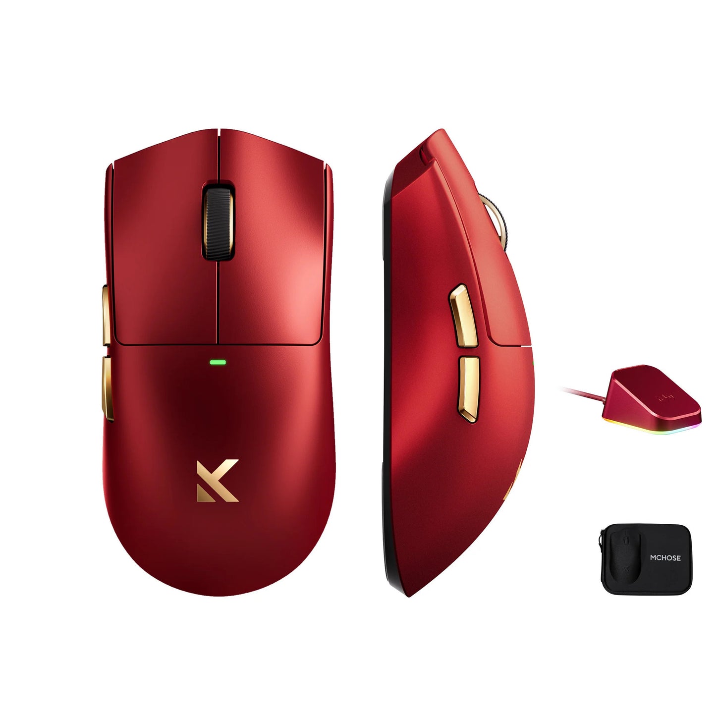 Mouse da gioco wireless ultraleggero Mchose K7 (oro rosso, RGB, USB 2,4 GHz, 42.000 dpi)
