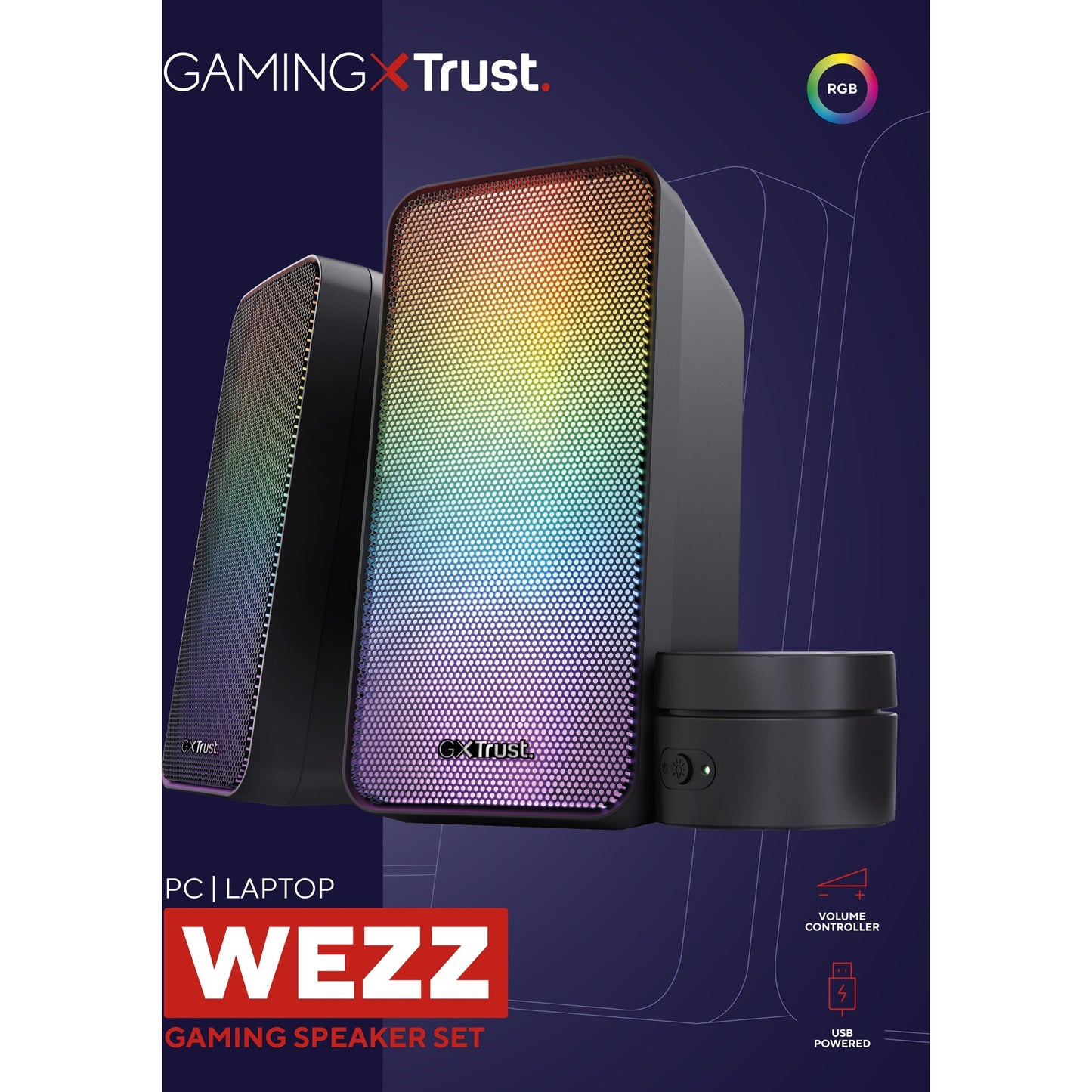 Trust gxt 611 wezz illuminated 2.0 rgb speaker set pc-luidspreker (zwart, rgb leds)