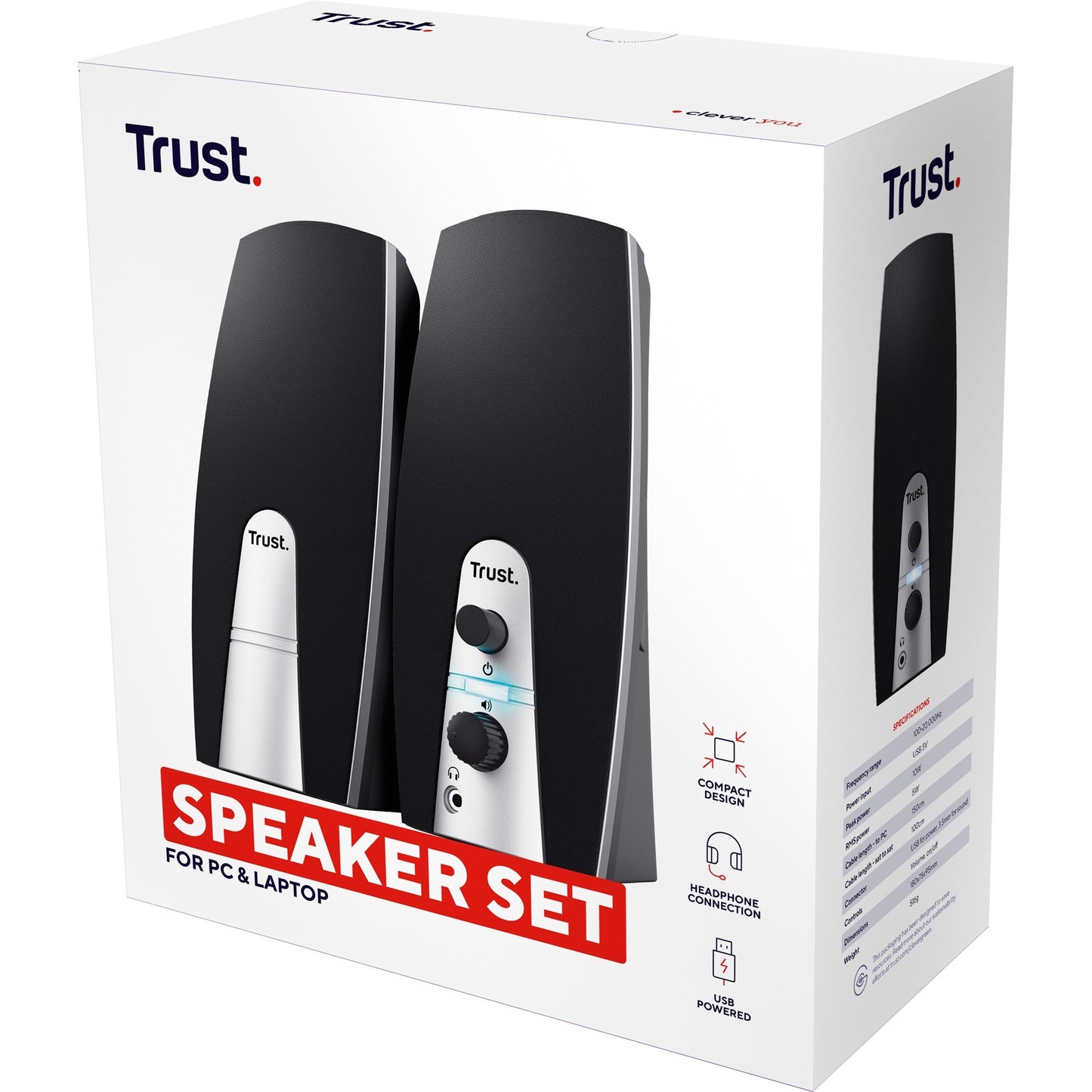 Trust 2.0 speaker set pc-luidspreker (zwart zilver)