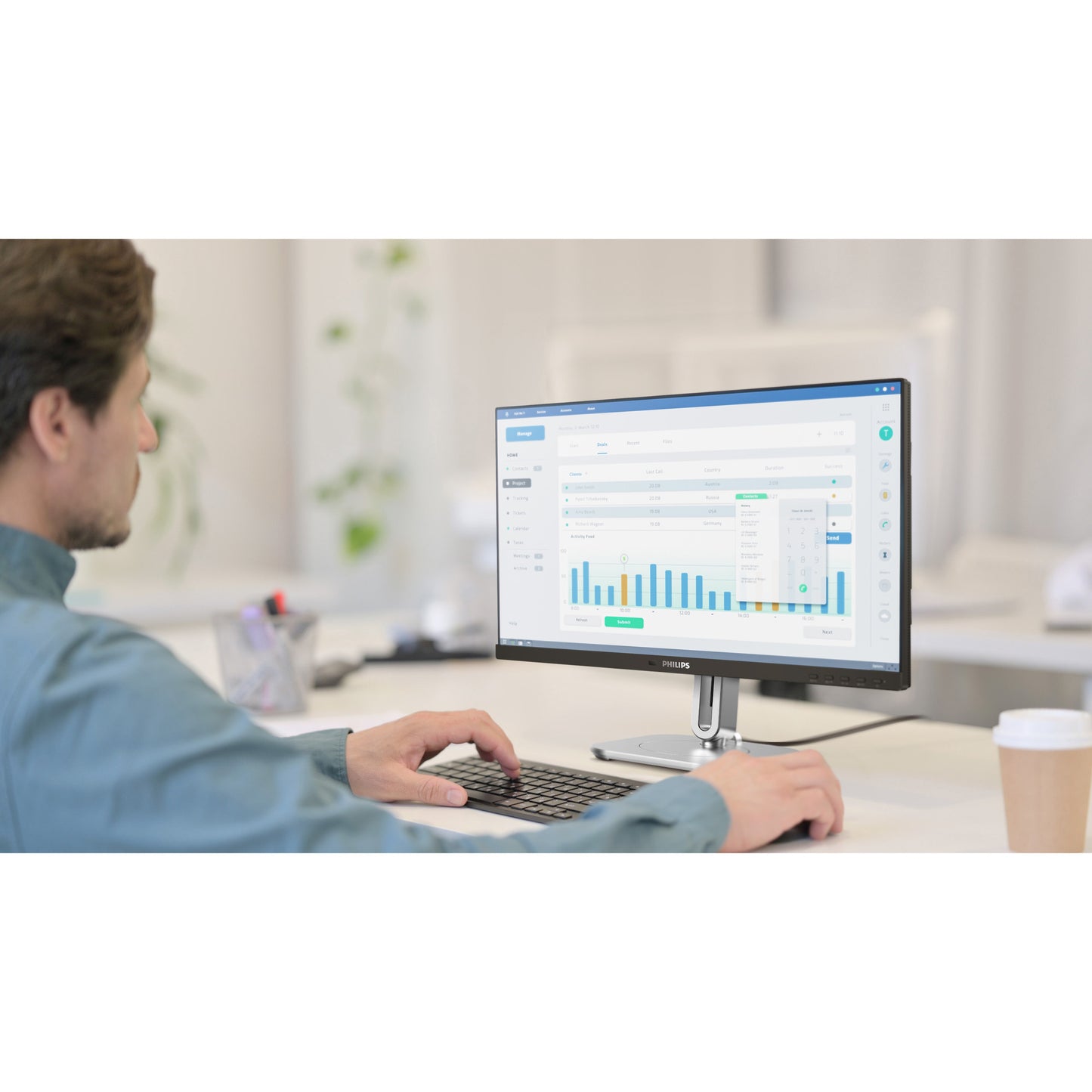 Monitor Philips 24b2g5301 23,8 (nero argento, VGA, HDMI, porta display, USB-C, LAN, audio, 100 Hz)