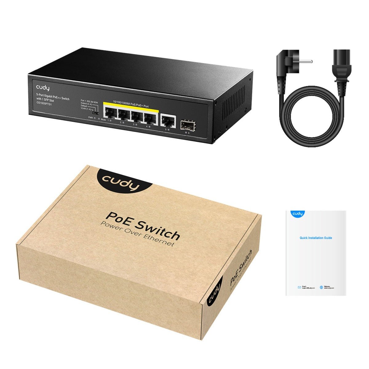 Cudy 5-port 10 1000 POE+ switch con 1 porta SFP