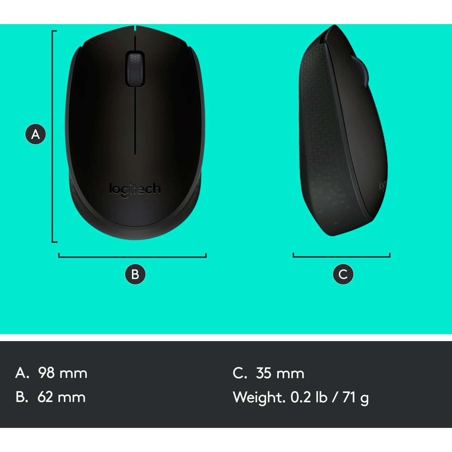 Logitech b170 muis (zwart, draadloos)