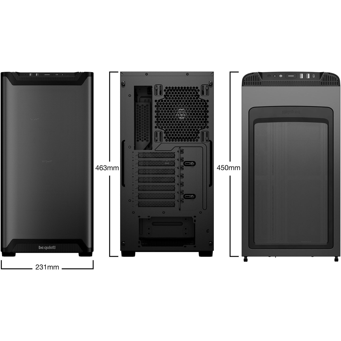 Silenzio! Custodia midi tower Pure Base 501 Airflow (nera | 2x USB-A | 1x USB-C)