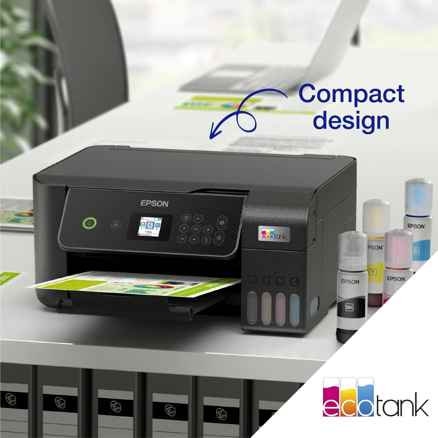 Epson ecotank et-2870 a4 multifunctionele wi-fi-printer met inkttank all-in-one inkjetprinter (zwart, scannen, kopiëren, inclusief tot 3 jaar inkt)