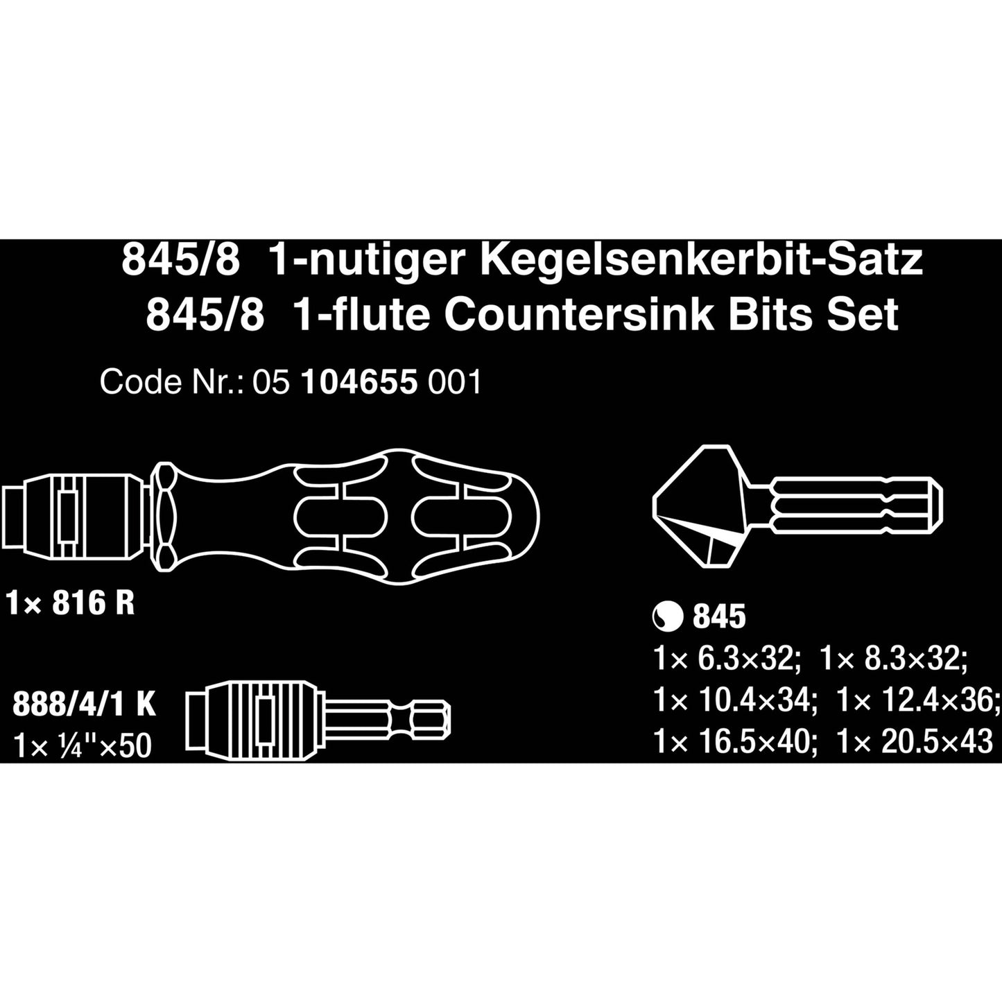 Wera 845 8 Galvanning bit-set, 8 pezzi