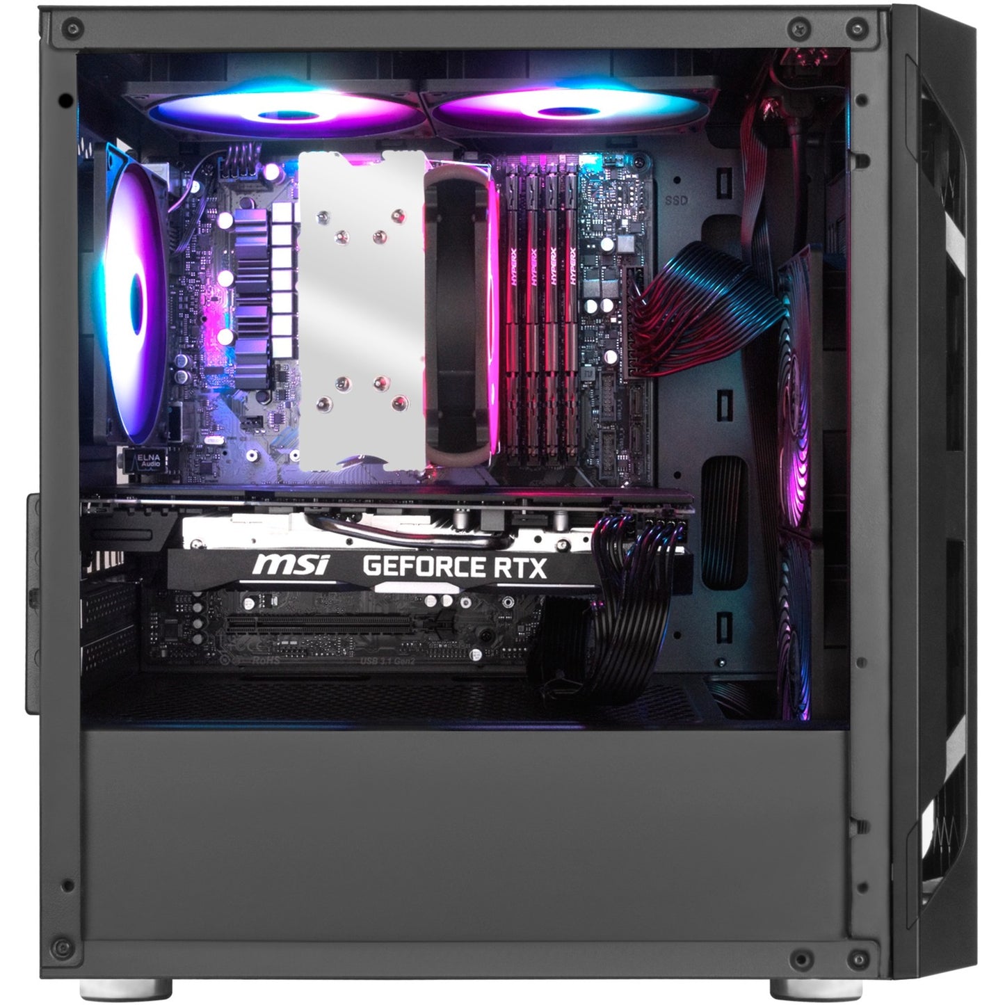 Silverstone sst-fah1mb-pro midi tower behuizing (zwart | 3x usb-a | rgb | tempered glass)