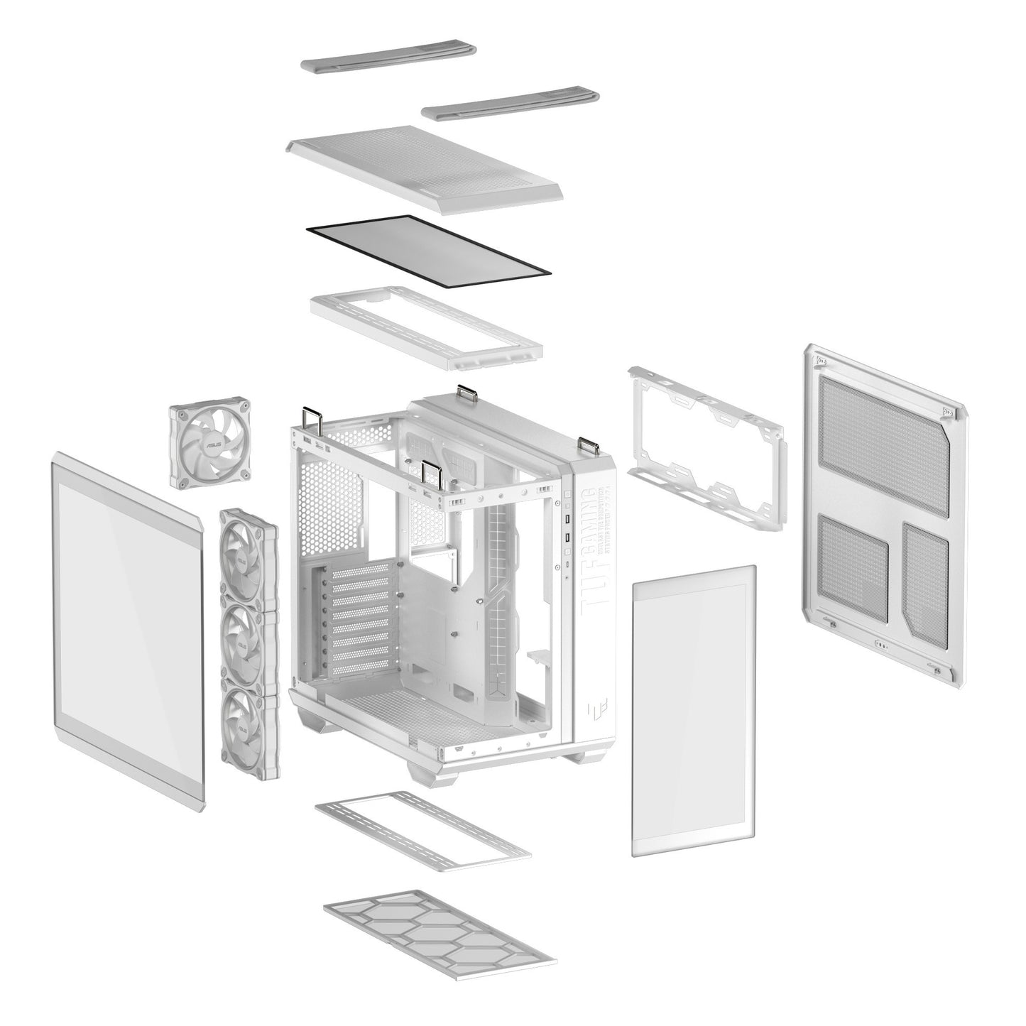 Custodia midi tower Asus tuf gaming gt502 Horizon Argb (bianco | 3x USB-A | 1x USB-C | vetro temperato)