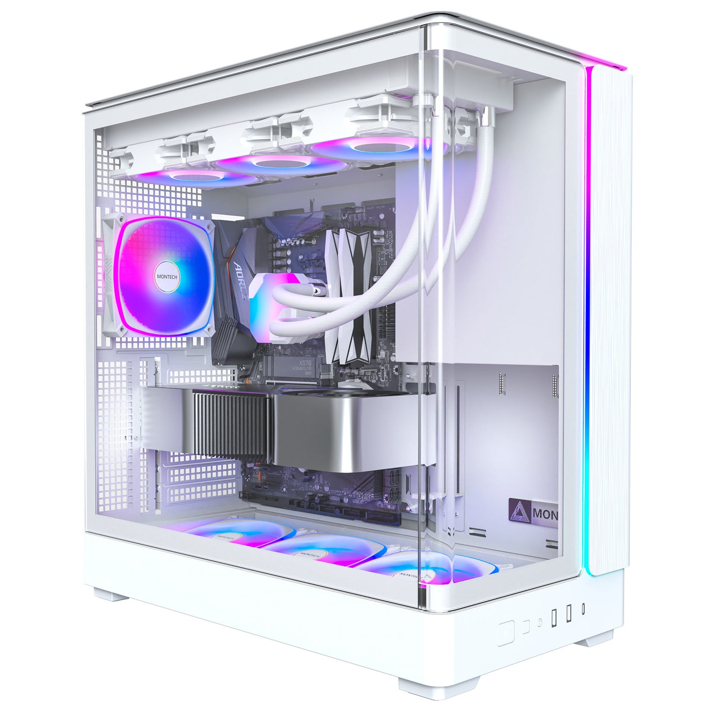 Custodia midi tower Montech king 45 pro (bianco | 2x USB-A | 1x USB-C | RGB | finestra)