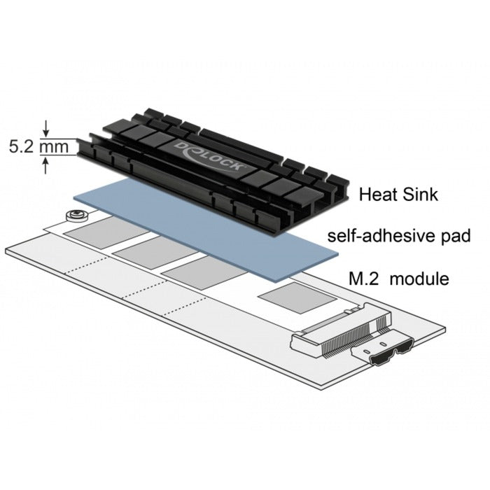 DELOCK CHEATSINK FAT FLAT 70 mm per modulo M.2