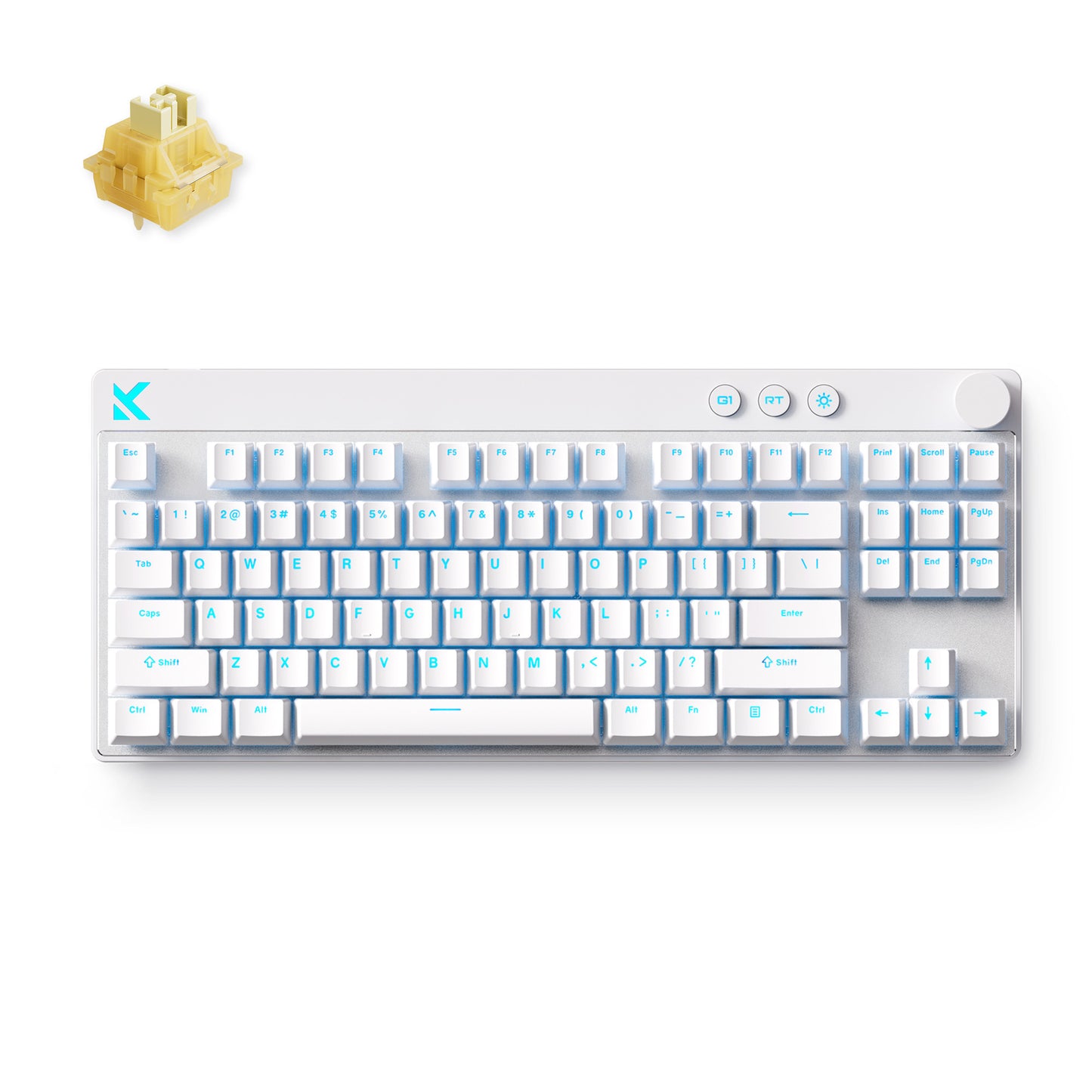 Mchose mix 87 hall effect magnetic switch gaming keyboard (wit, us lay-out (qwerty), 80% (tkl), rgb, hot swap, usb-c, hall effect sensor)