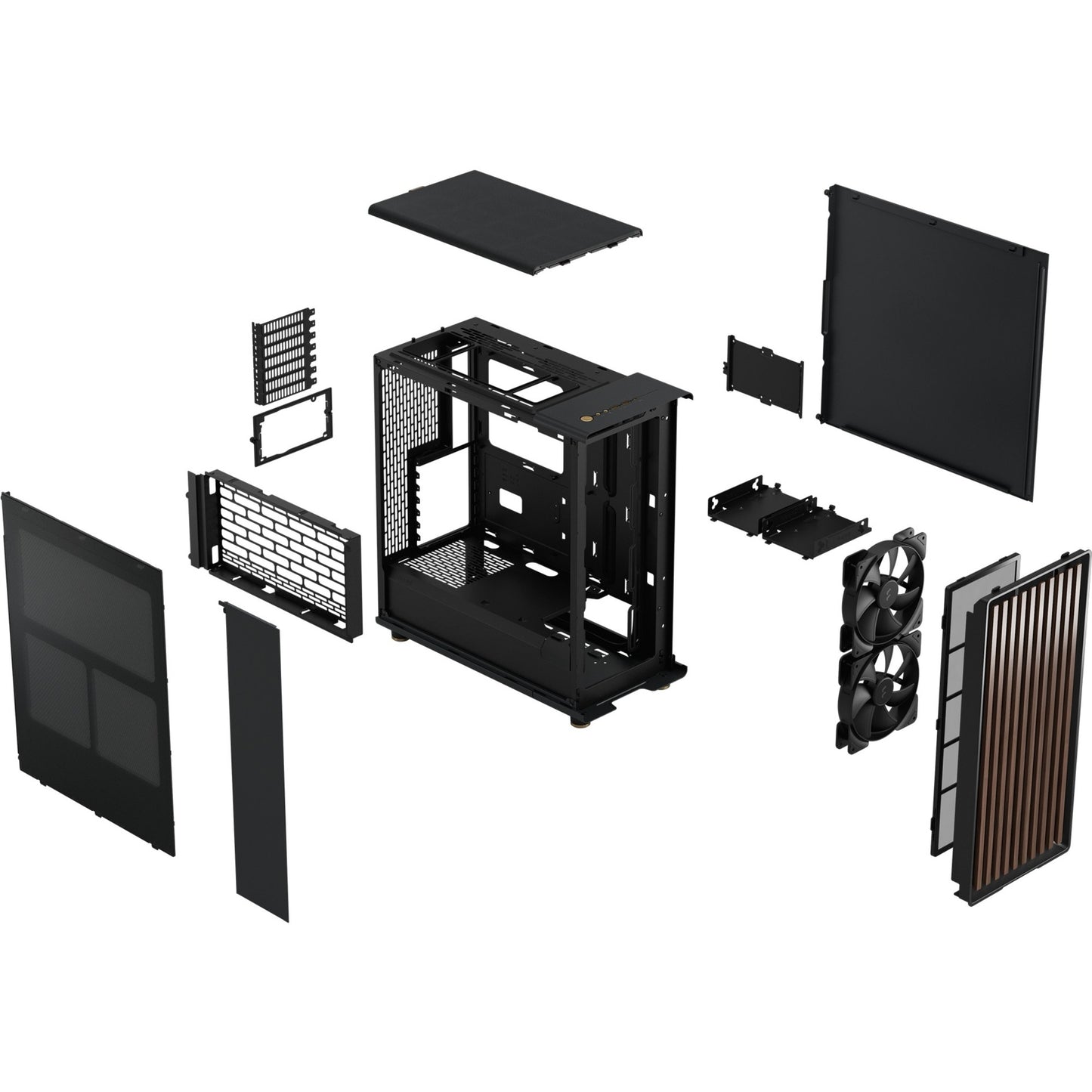 Fractal design north midi tower behuizing (zwart houtkleur | 2x usb-a | 1x usb-c)