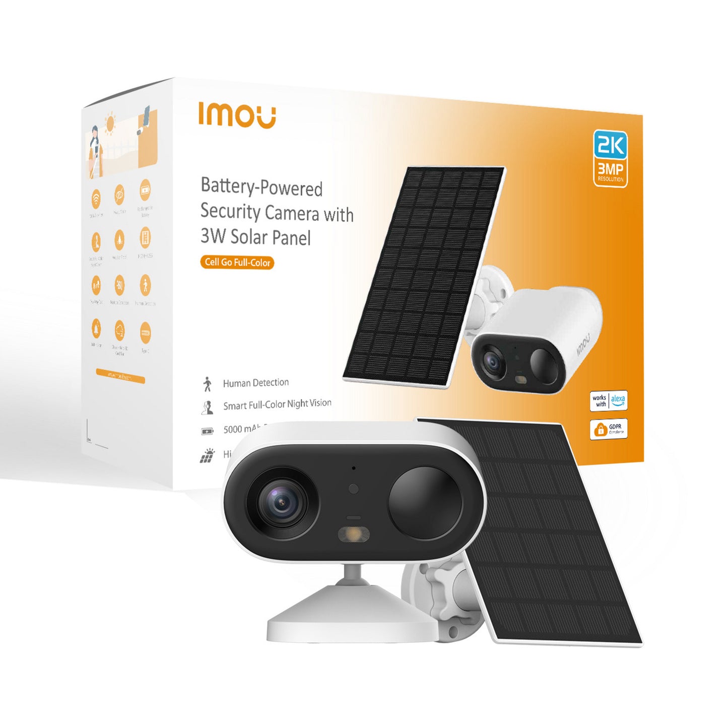 Telecamera di sicurezza kit a colori Imou cell go (bianca, 100% wireless, con pannello solare)
