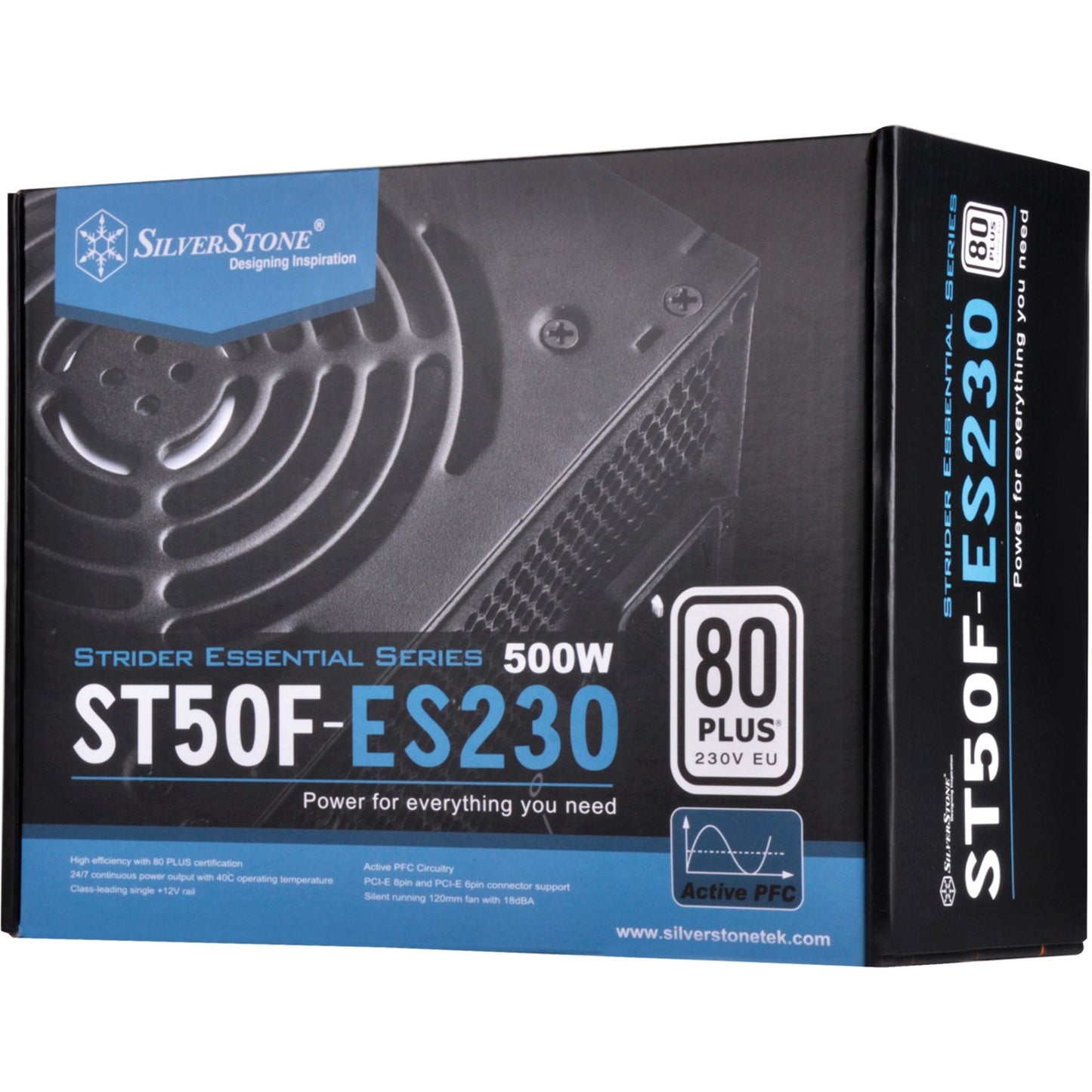 Silverstone strider essential st50f-es230 500 watt voeding (zwart, 2x pcie)