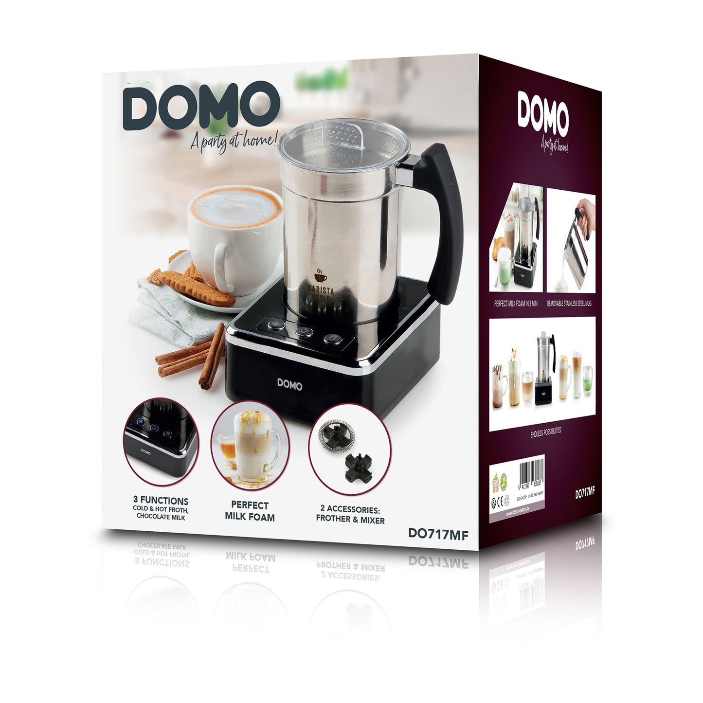 Domo melkopschuimer do717mf (inox zwart)