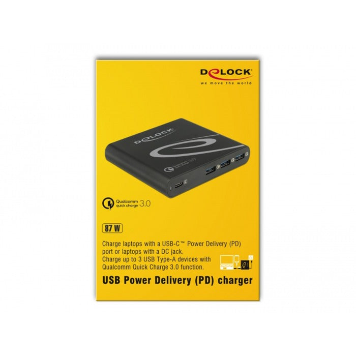Caricatore USB DELOCK 1x USB Type-C + 3x USB Type-A