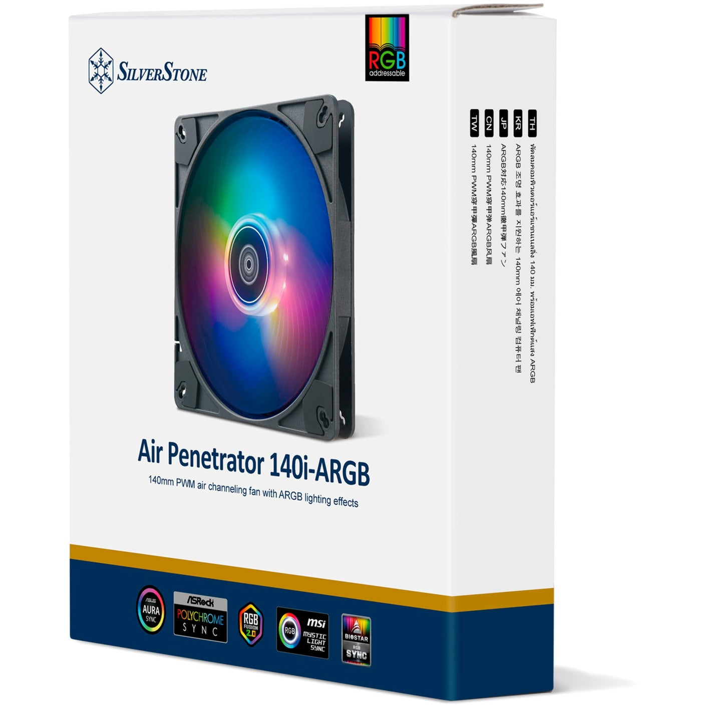 Silverstone air penetrator 140i argb case fan (zwart, 139 x 139 x 25 mm, pwm)