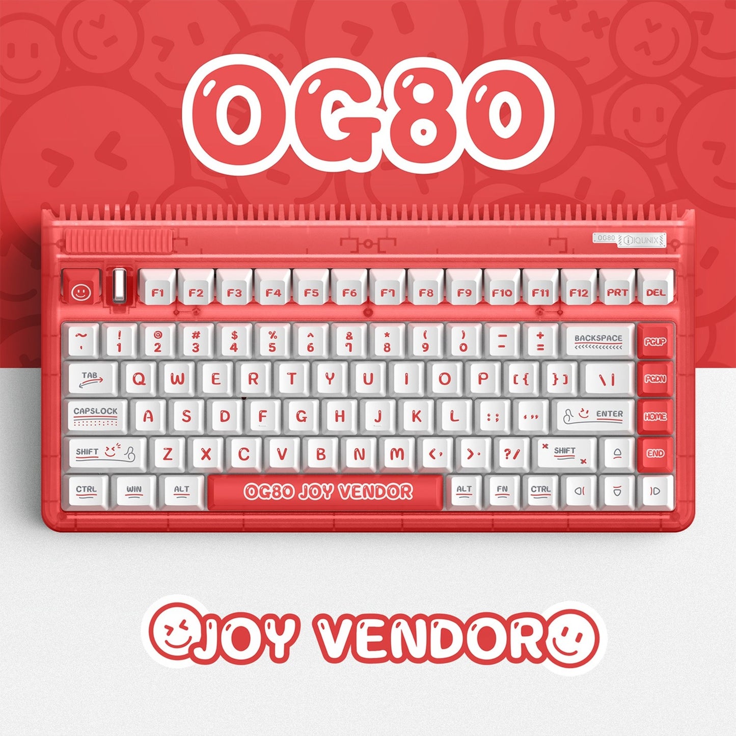 Iqunix og80 joy vendor wireless mechanical keyboard (rood, us lay-out (qwerty), cherry mx silent red, 80% (tkl), rgb leds, hot-swappable, pbt, 2.4ghz | bluetooth 5.1 | usb-c)
