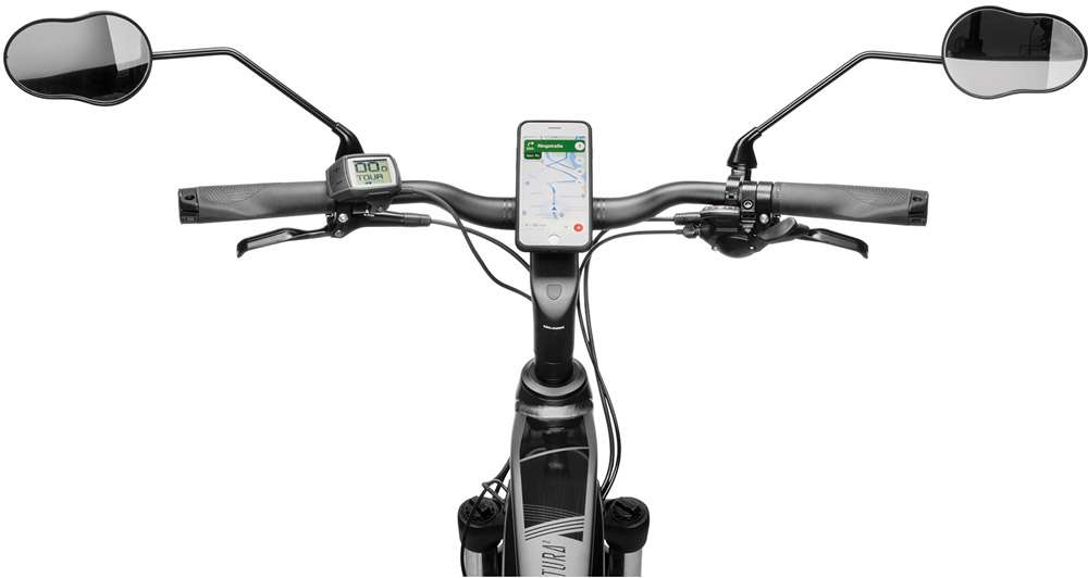 Ergotec Spiegel M-99LV con braccio lungo 121 x 78-66 mm in alluminio sabbia nera