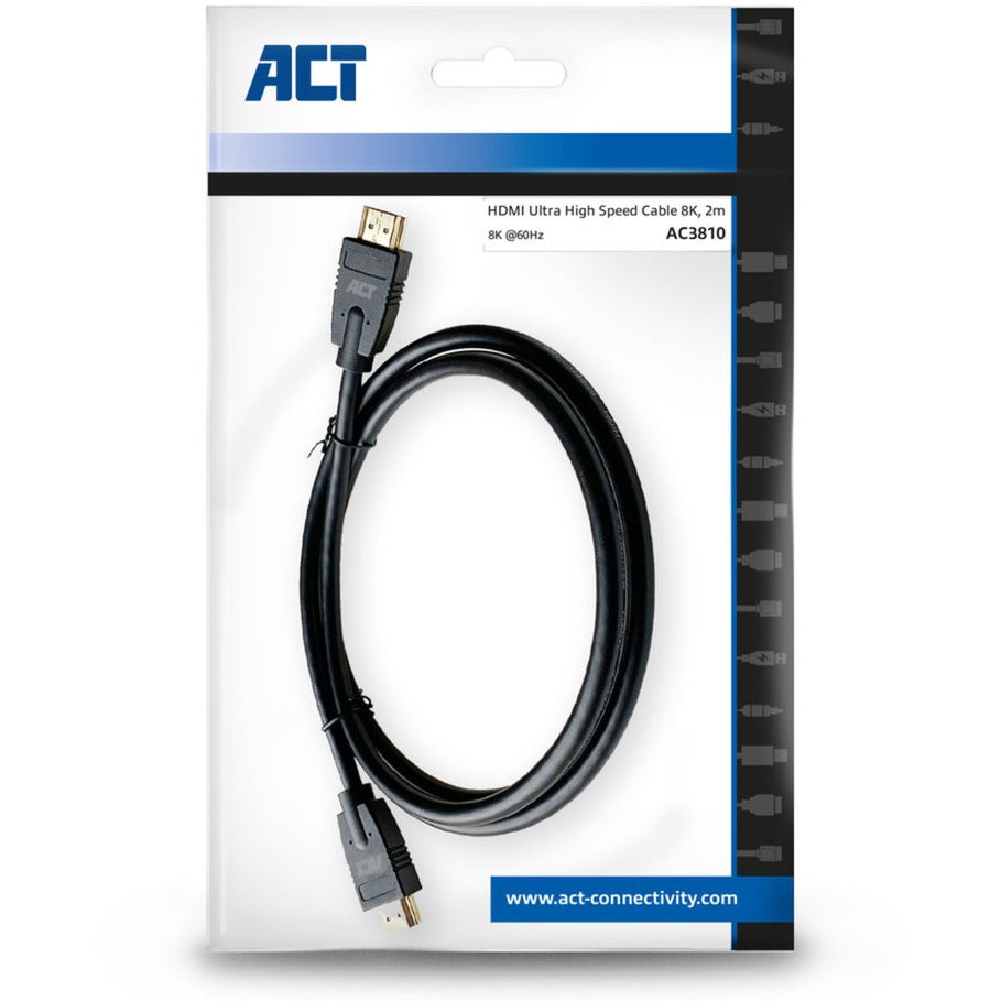 Act connectivity 2 meter hdmi 8k ultra high speed kabel v2.1 hdmi-a male - hdmi-a male (zwart)