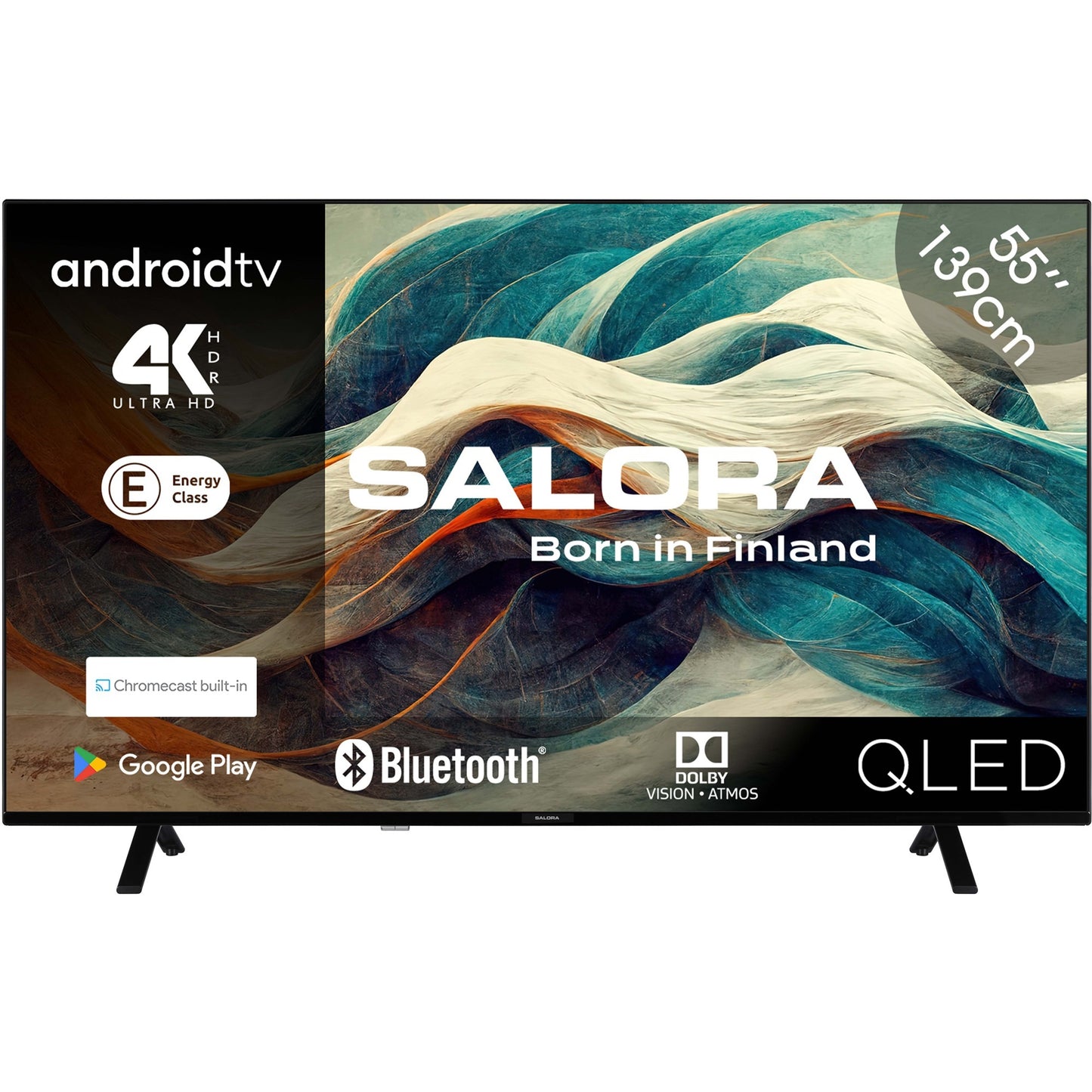 Salora 55qled320 55 TV LED ultra HD (nero, HDMI, USB, Bluetooth, Wi-Fi, audio, Chromecast, Android TV)