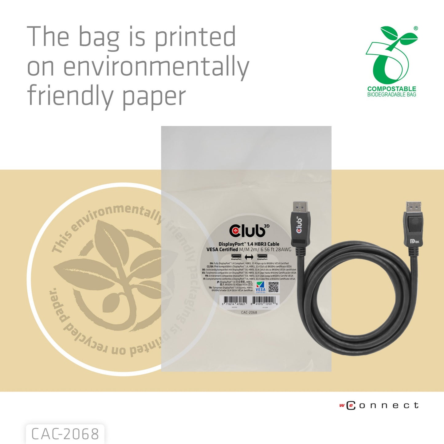 Club 3D Displayport 1.4 Displayport 1.4 maschio-maschio