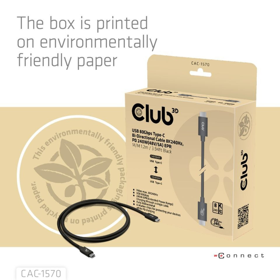 Club 3D USB-C 80GBPS certificado 240W 8K 240Hz