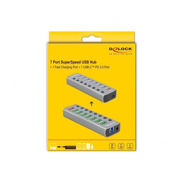 Delock USB 3.2 Gen 1 Hub con 7 porte