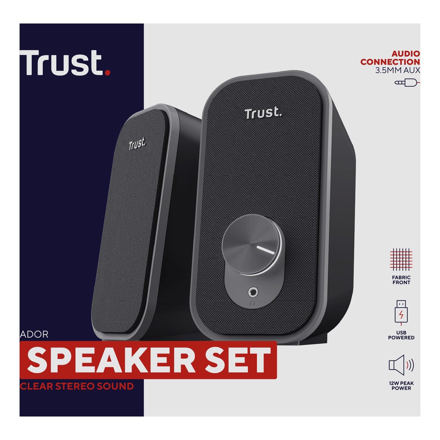 Trust ador 2.0-luidsprekerset pc-luidspreker (zwart grijs)